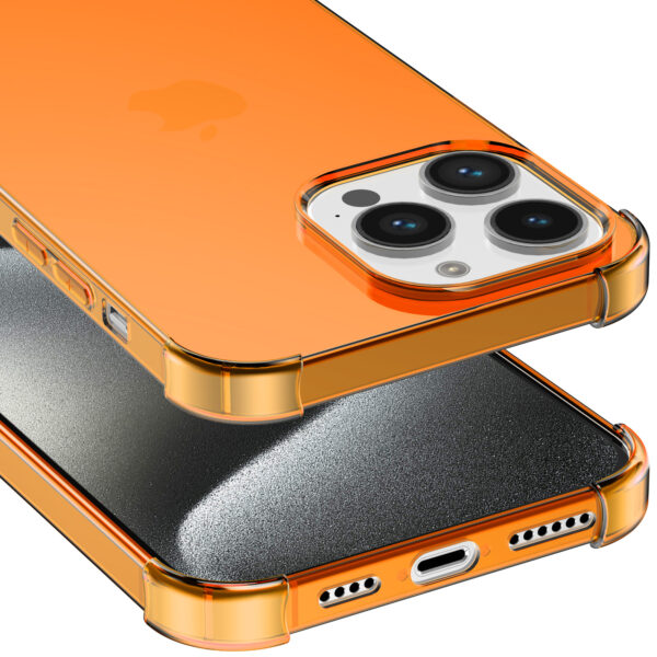 iPhone 15 Pro siliconen telefoonhoesje met stootrand transparant oranje (4)