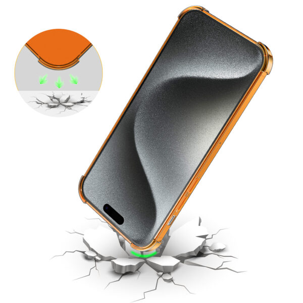 iPhone 15 Pro siliconen telefoonhoesje met stootrand transparant oranje (6)