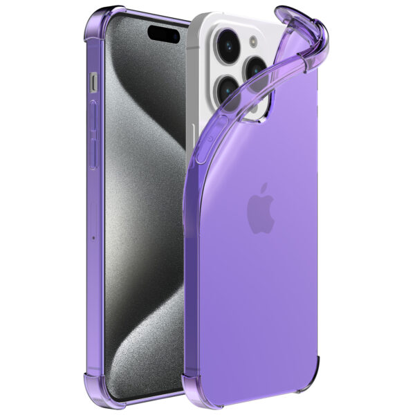 iPhone 15 Pro siliconen telefoonhoesje met stootrand transparant paars (1)