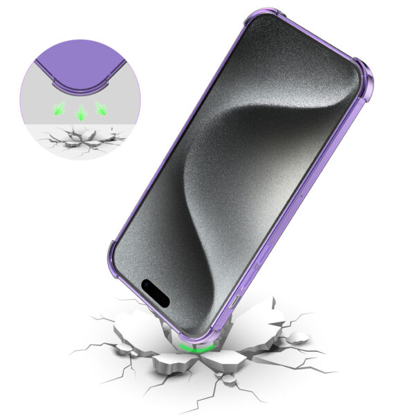 iPhone 15 Pro siliconen telefoonhoesje met stootrand transparant paars (6)
