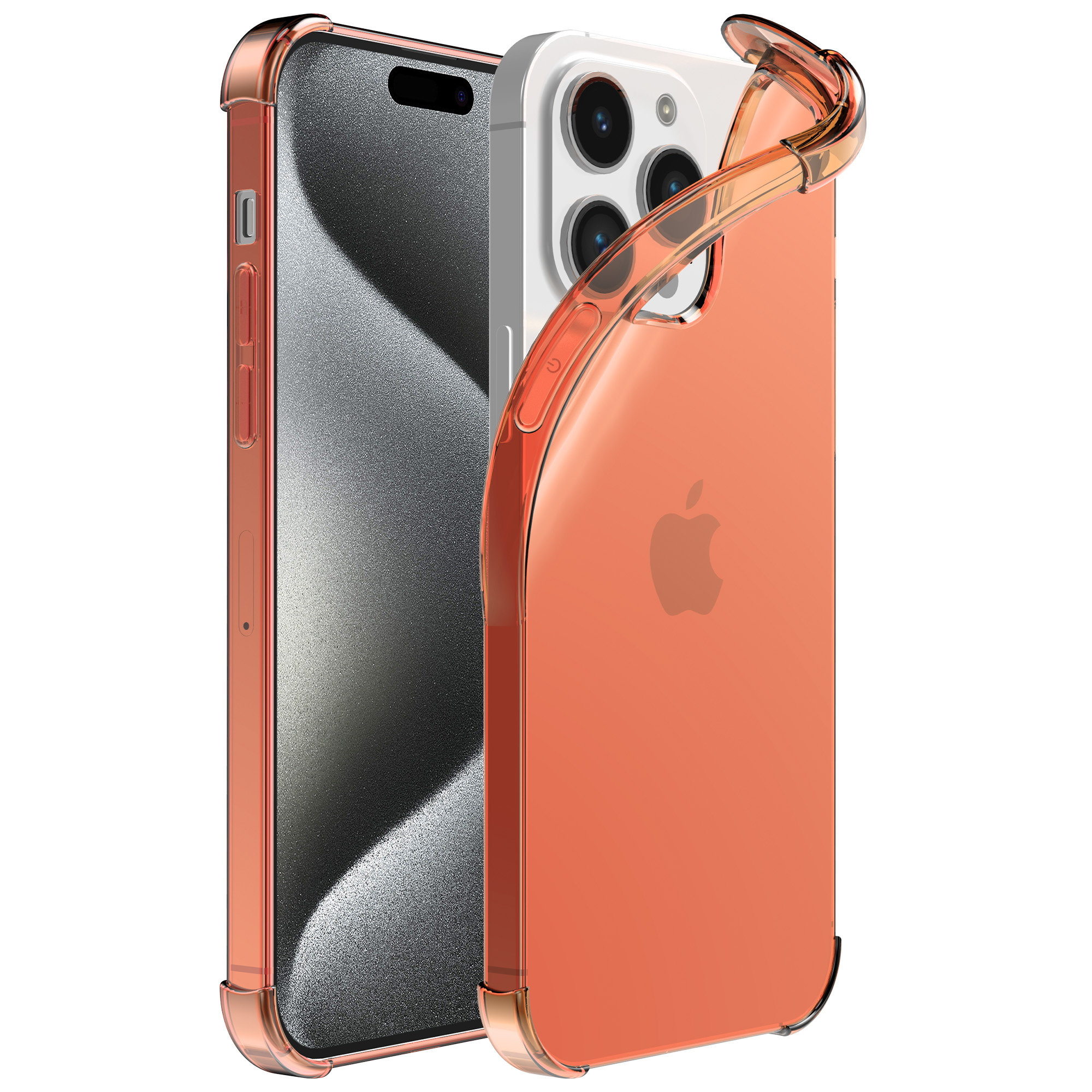 iPhone 15 Pro siliconen telefoonhoesje met stootrand transparant rood (1)