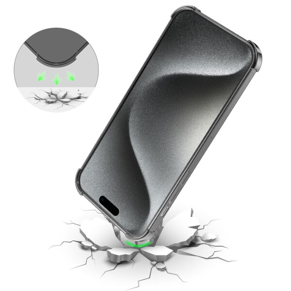 iPhone 15 Pro siliconen telefoonhoesje met stootrand transparant zwart (6)