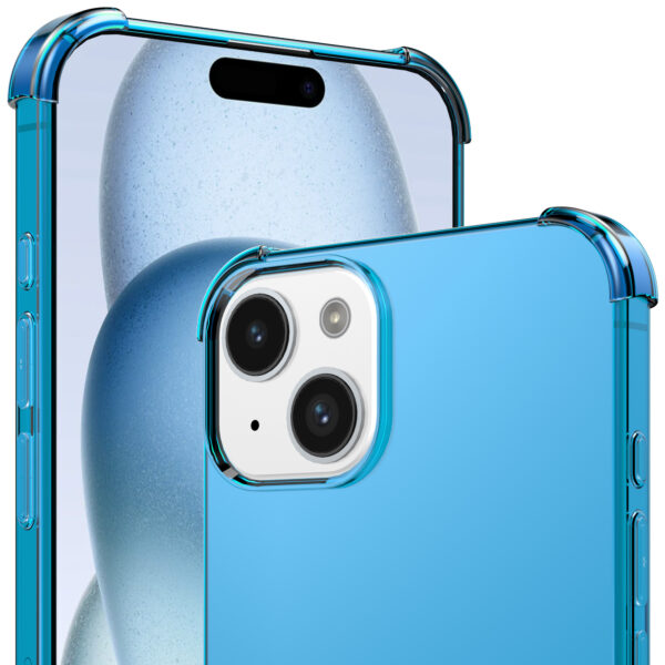 iPhone 15 siliconen telefoonhoesje met stootrand transparant blauw (3)
