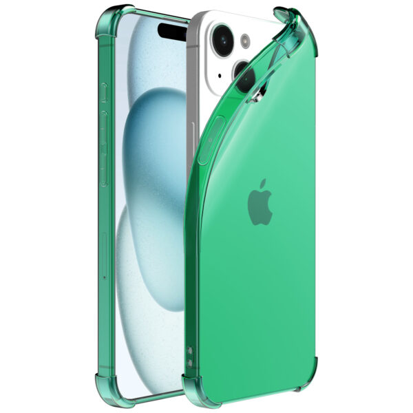 iPhone 15 siliconen telefoonhoesje met stootrand transparant groen (1)