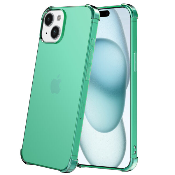 iPhone 15 siliconen telefoonhoesje met stootrand transparant groen (2)