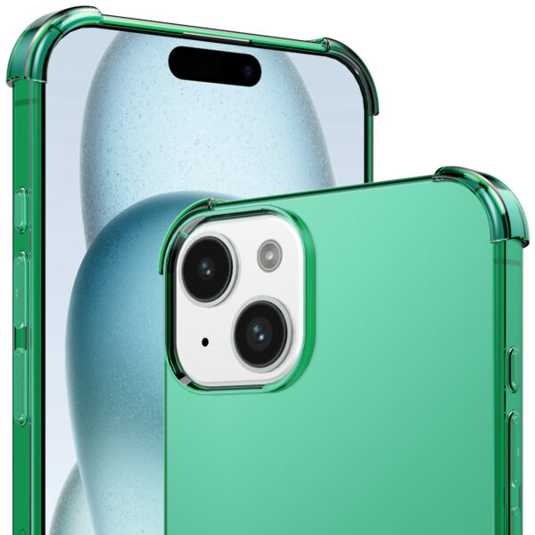 iPhone 15 siliconen telefoonhoesje met stootrand transparant groen (3)