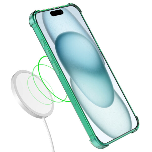 iPhone 15 siliconen telefoonhoesje met stootrand transparant groen (4)