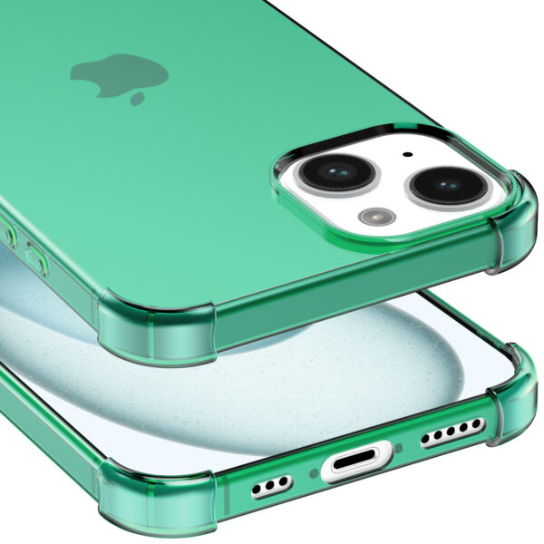 iPhone 15 siliconen telefoonhoesje met stootrand transparant groen (5)