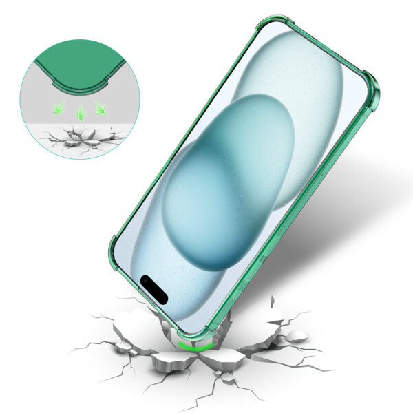 iPhone 15 siliconen telefoonhoesje met stootrand transparant groen (7)