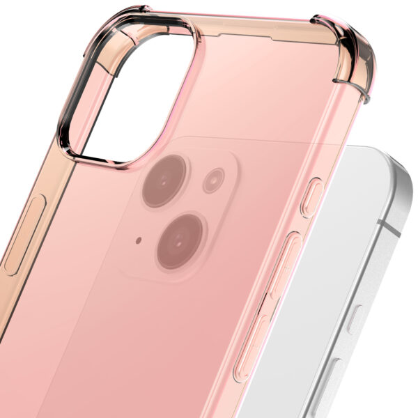 iPhone 15 siliconen telefoonhoesje met stootrand transparant lichtroze (6)
