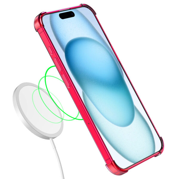 iPhone 15 siliconen telefoonhoesje met stootrand transparant neon roze (4)