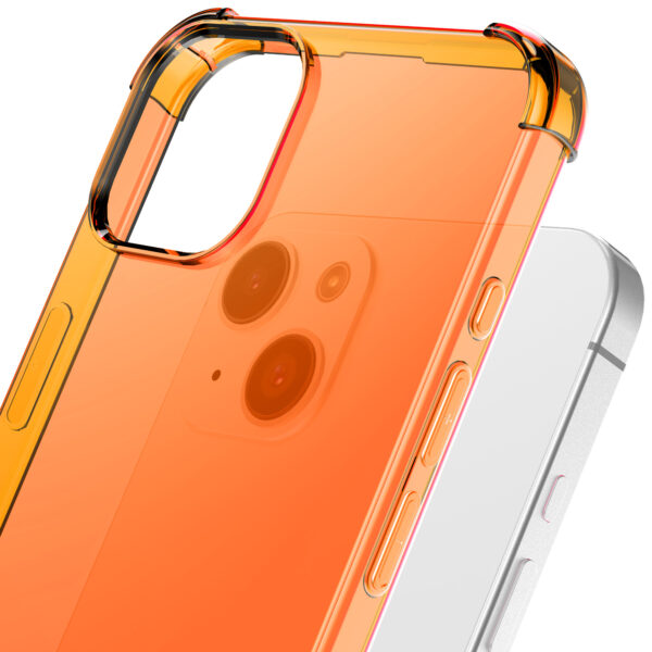 iPhone 15 siliconen telefoonhoesje met stootrand transparant oranje (6)