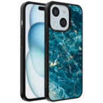 iPhone 15 telefoonhoesje met blauw marmer opdruk (1)