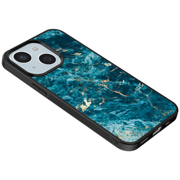 iPhone 15 telefoonhoesje met blauw marmer opdruk (5)
