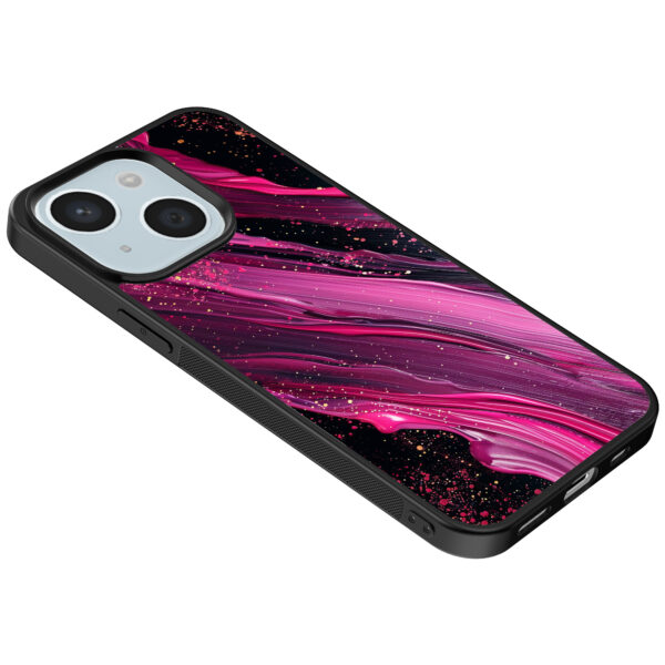 iPhone 15 telefoonhoesje met paars roze marmer opdruk (5)