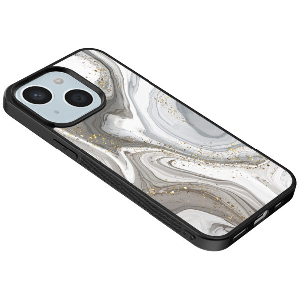 iPhone 15 telefoonhoesje met zilver marmer opdruk (5)