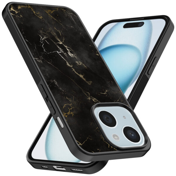 iPhone 15 telefoonhoesje met zwart marmer opdruk (2)
