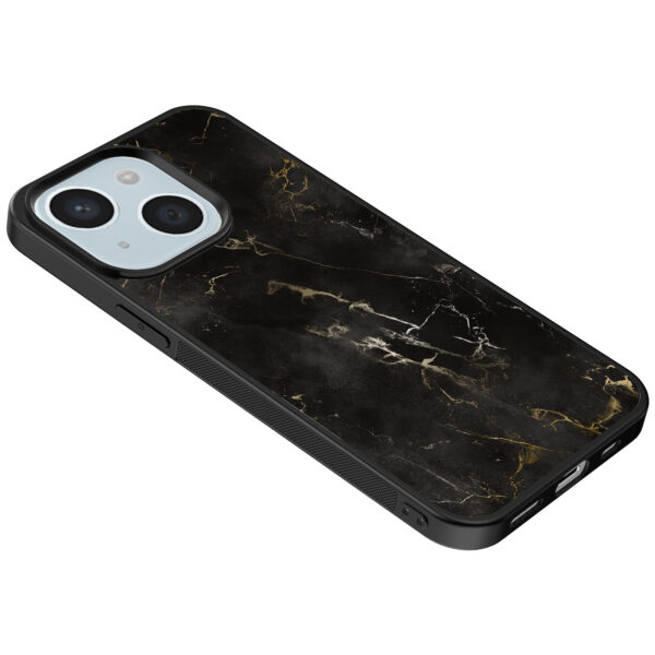 iPhone 15 telefoonhoesje met zwart marmer opdruk (5)
