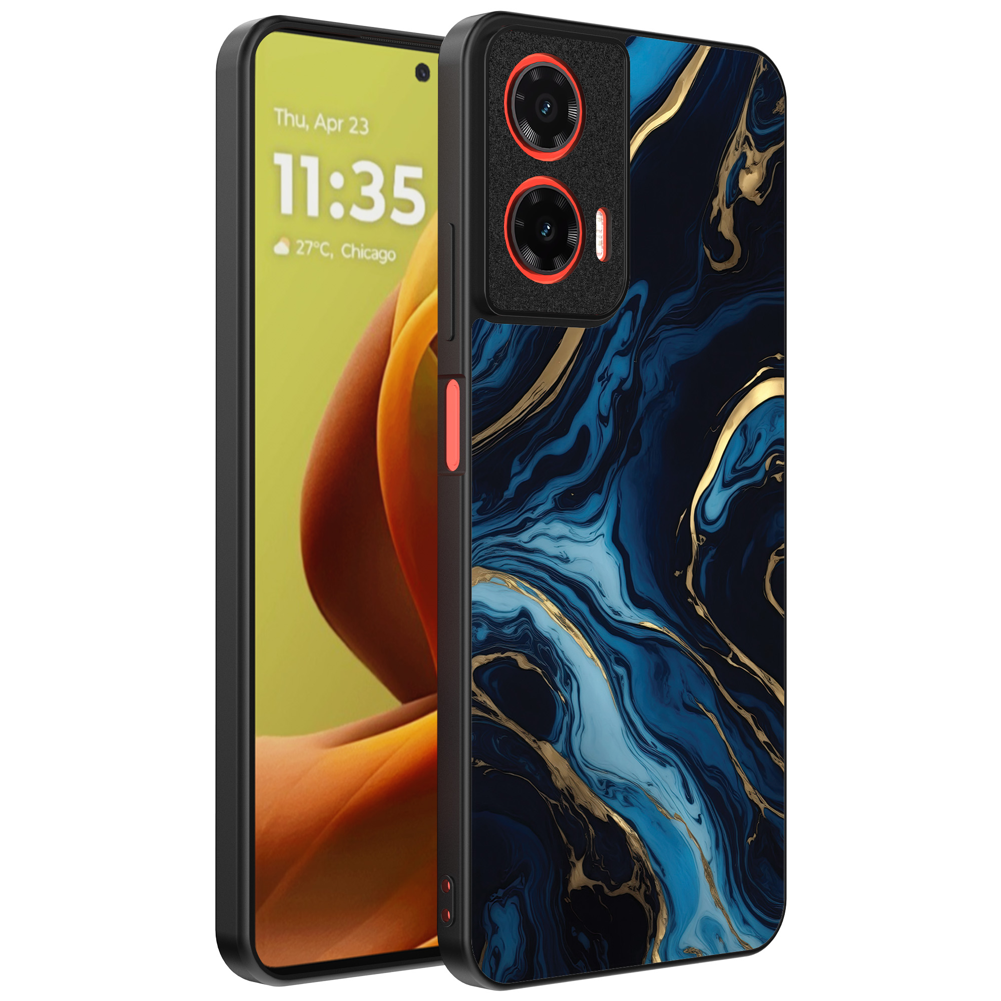 Motorola Moto G85-Edge 50 Fusion telefoonhoesje met blauw goud marmer opdruk (1)