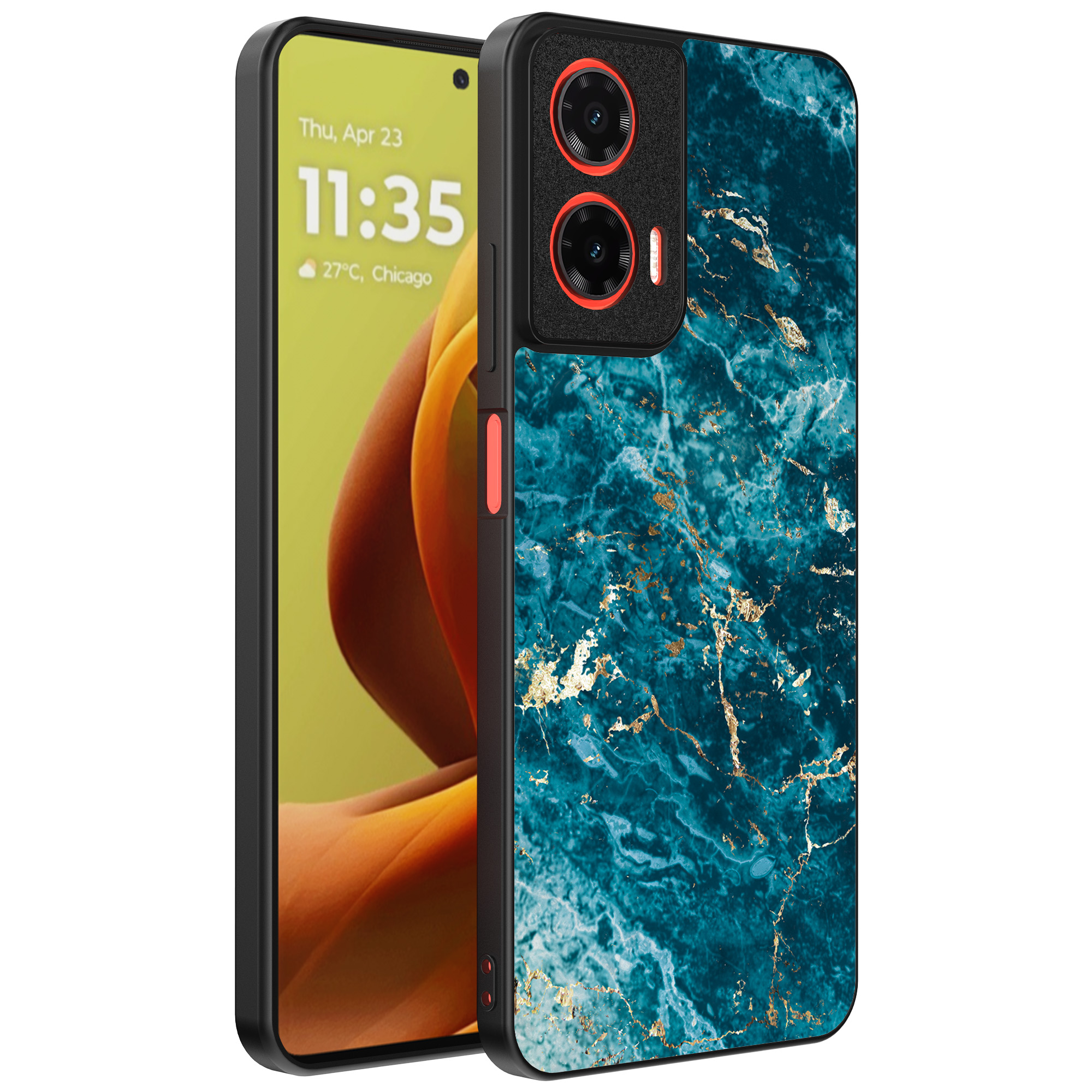 Motorola Moto G85-Edge 50 Fusion telefoonhoesje met blauw marmer opdruk (1)
