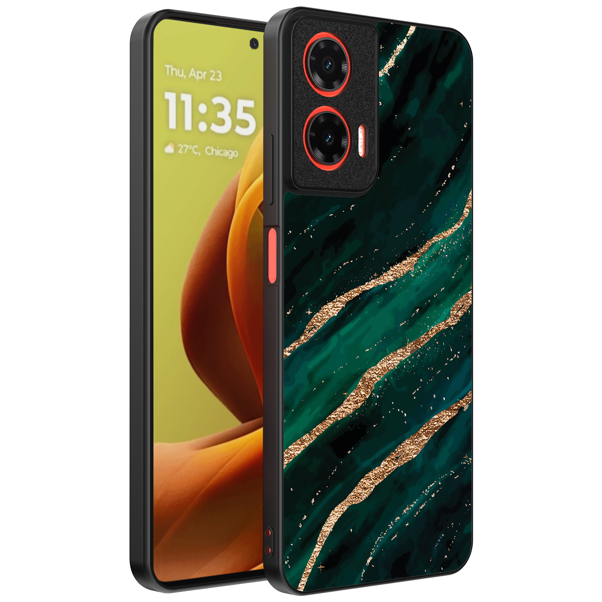 Motorola Moto G85-Edge 50 Fusion telefoonhoesje met groen goud marmer opdruk (1)