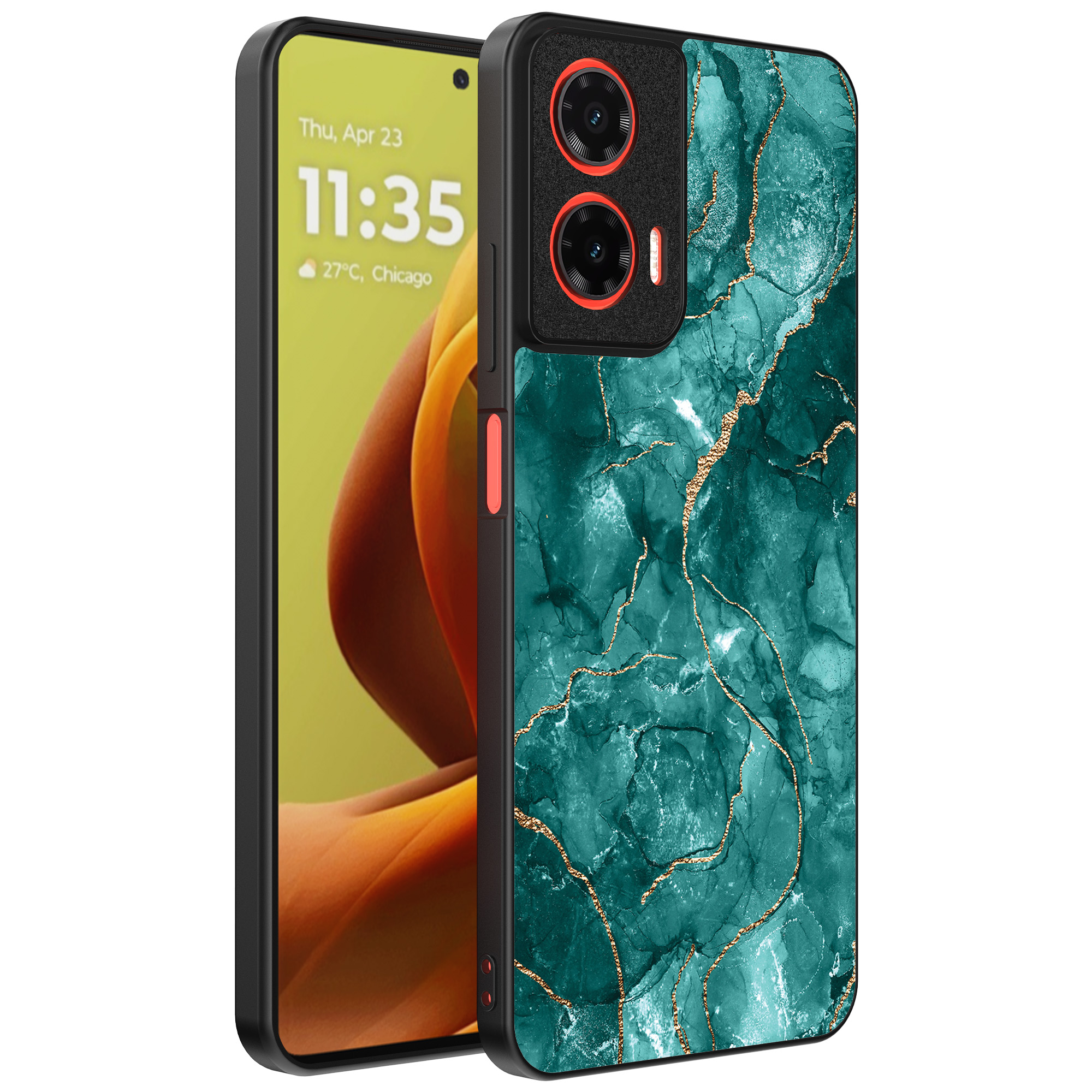 Motorola Moto G85-Edge 50 Fusion telefoonhoesje met groen marmer opdruk (1)