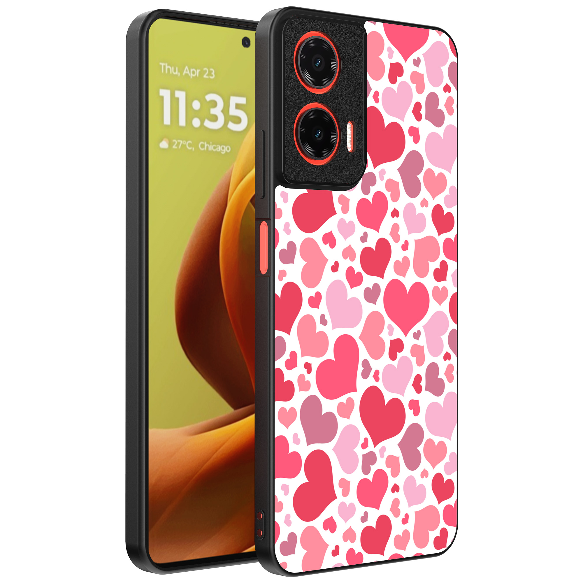 Motorola Moto G85-Edge 50 Fusion telefoonhoesje met hartjes opdruk transparant (1)