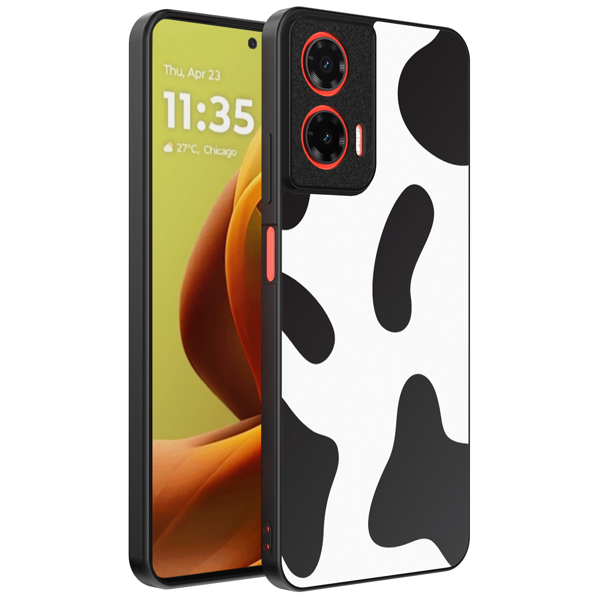 Motorola Moto G85-Edge 50 Fusion telefoonhoesje met koeienvlekken opdruk (1)