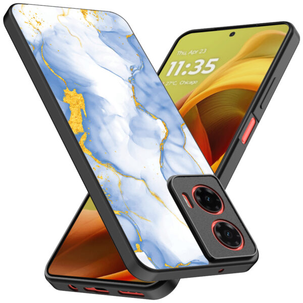 Motorola Moto G85-Edge 50 Fusion telefoonhoesje met lichtblauw goud marmer opdruk (2)