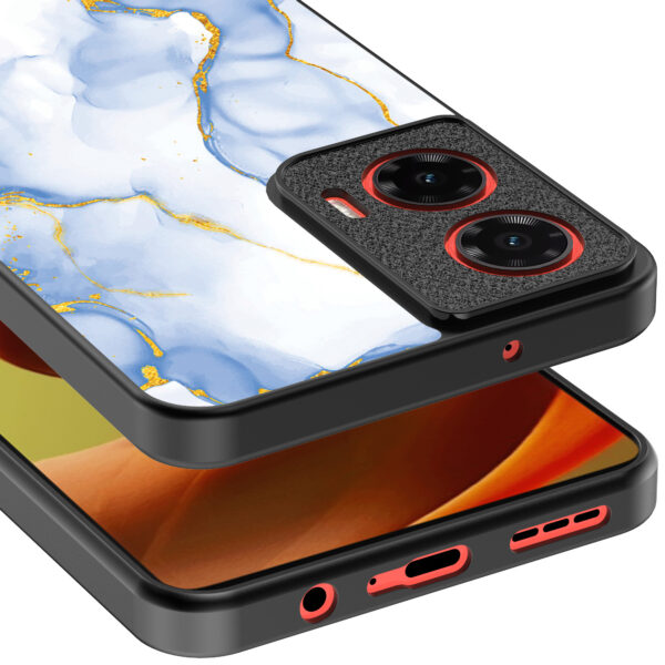 Motorola Moto G85-Edge 50 Fusion telefoonhoesje met lichtblauw goud marmer opdruk (3)