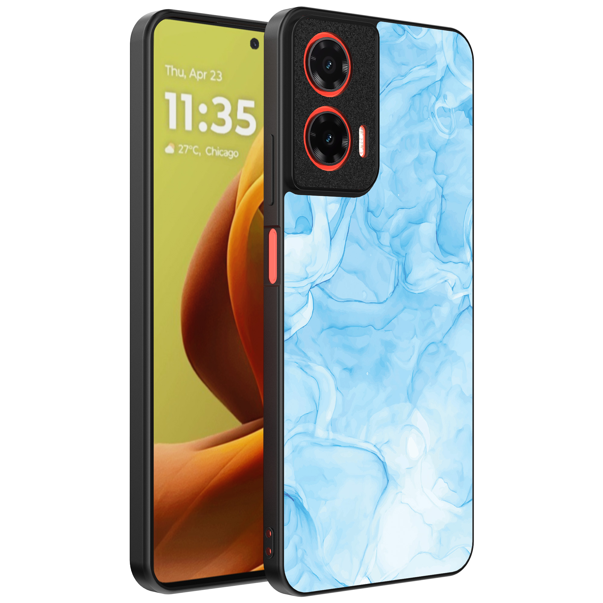 Motorola Moto G85-Edge 50 Fusion telefoonhoesje met lichtblauw marmer opdruk (1)