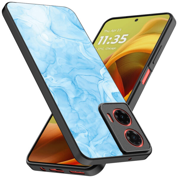 Motorola Moto G85-Edge 50 Fusion telefoonhoesje met lichtblauw marmer opdruk (2)