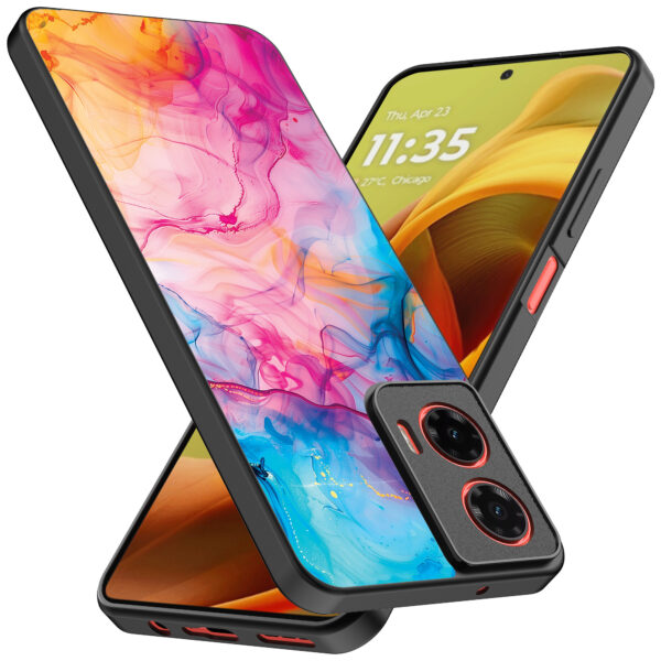 Motorola Moto G85-Edge 50 Fusion telefoonhoesje met regenboog acryl marmer opdruk (2)