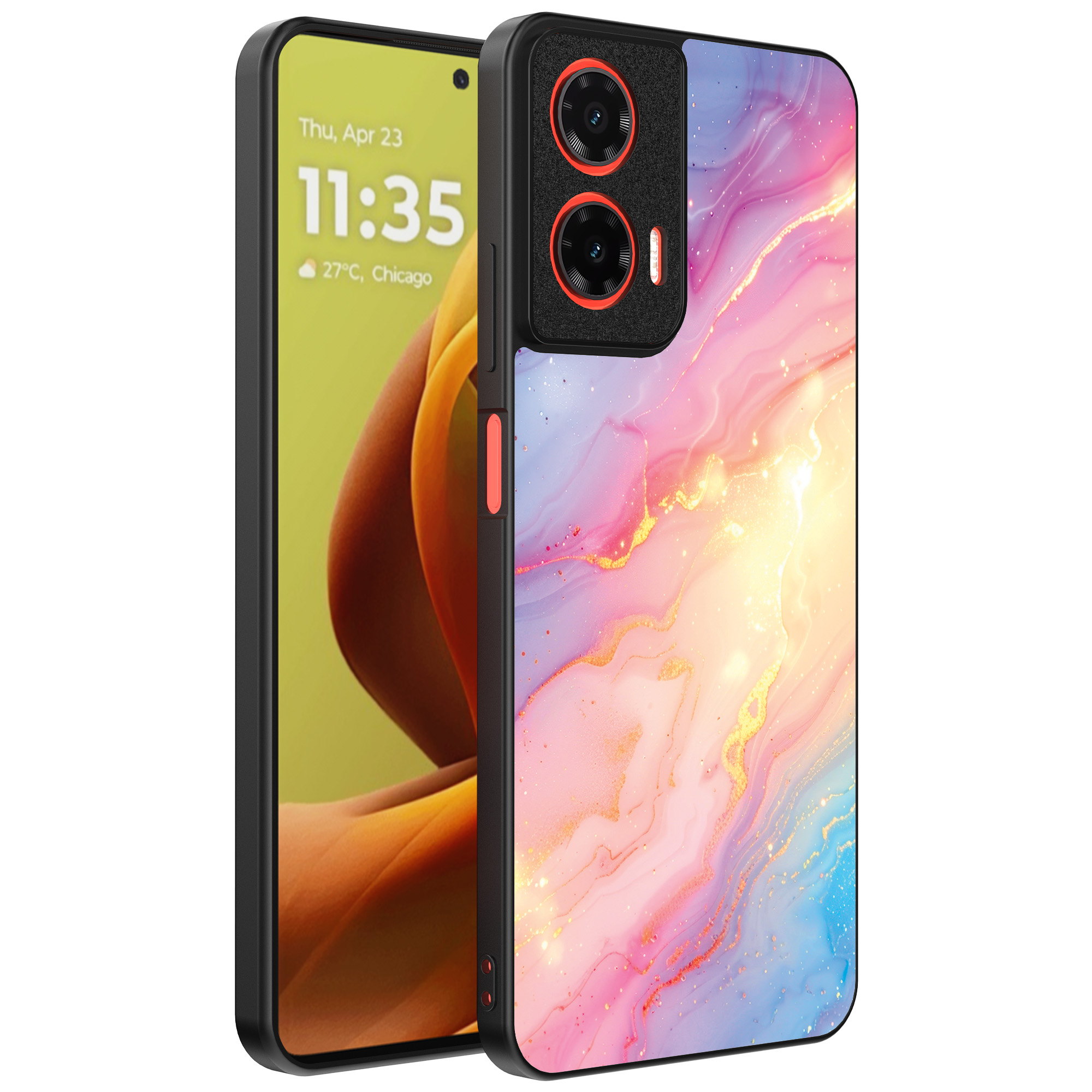 Motorola Moto G85-Edge 50 Fusion telefoonhoesje met regenboog glitter marmer opdruk (1)