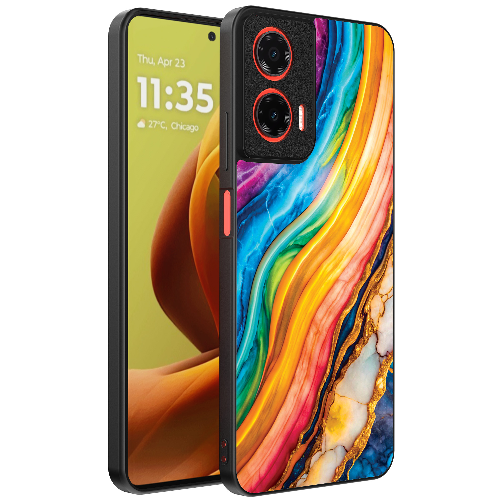 Motorola Moto G85-Edge 50 Fusion telefoonhoesje met regenboog goud marmer opdruk (1)