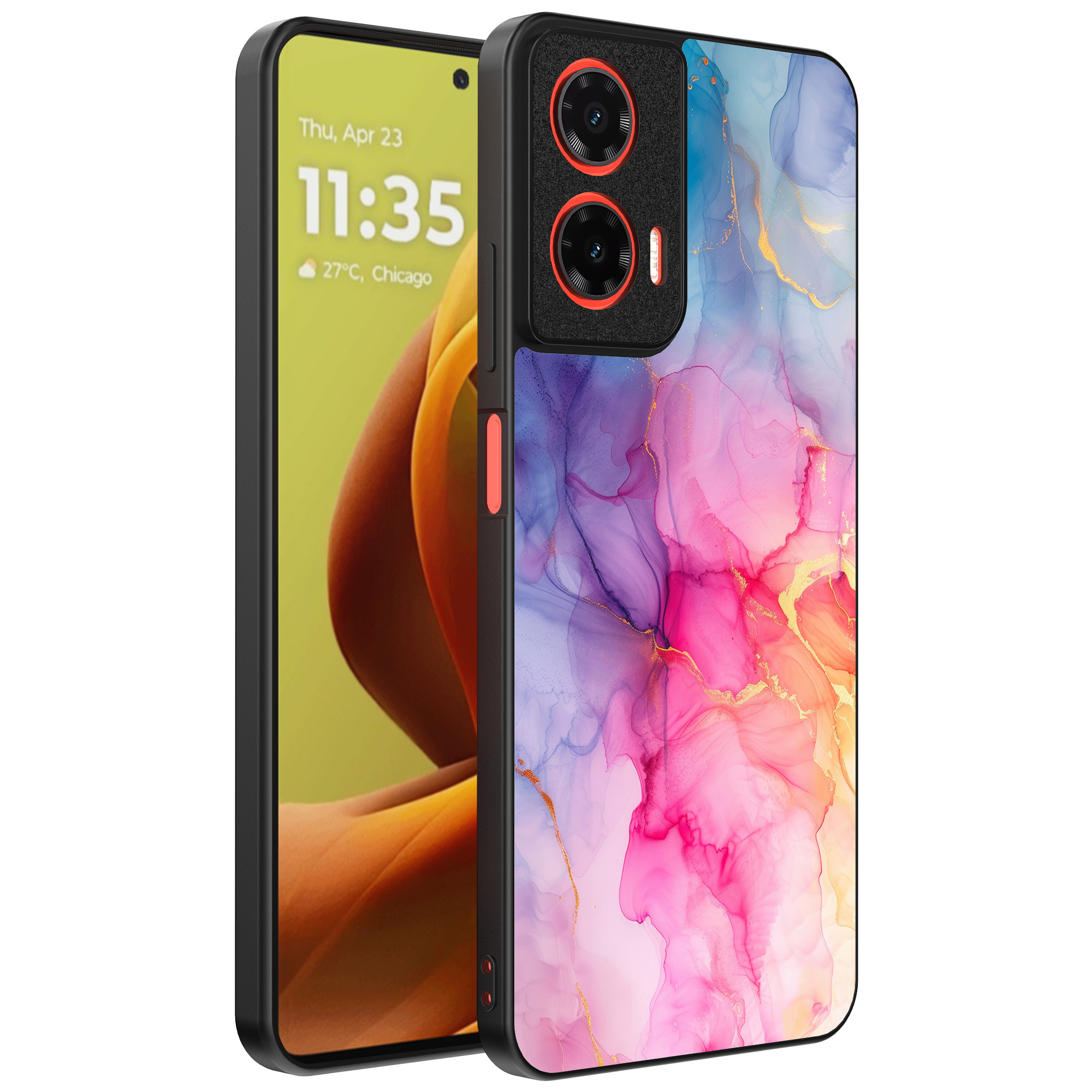 Motorola Moto G85-Edge 50 Fusion telefoonhoesje met regenboog marmer opdruk (1)