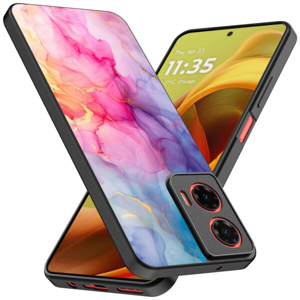 Motorola Moto G85-Edge 50 Fusion telefoonhoesje met regenboog marmer opdruk (2)