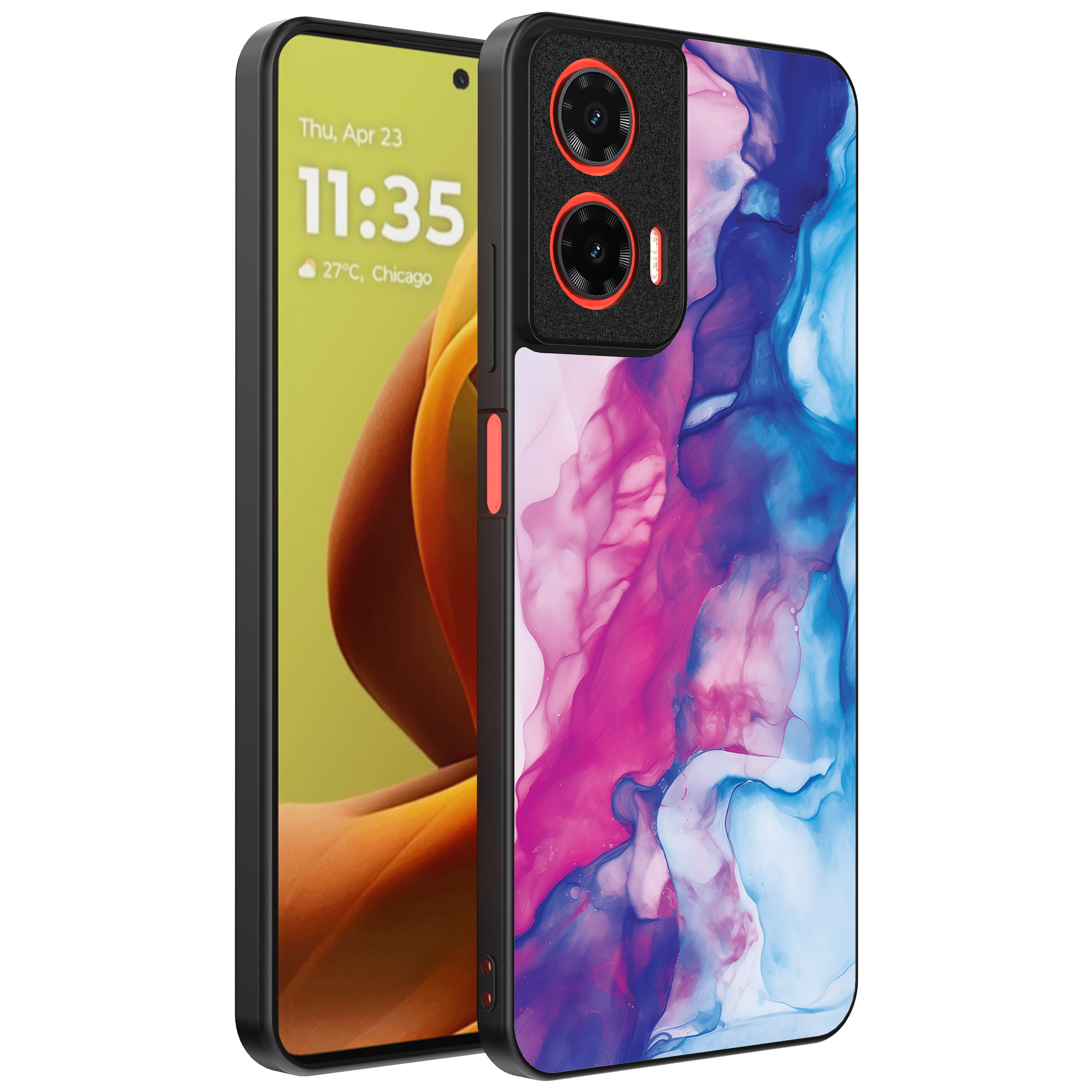 Motorola Moto G85-Edge 50 Fusion telefoonhoesje met roze blauw marmer opdruk (1)
