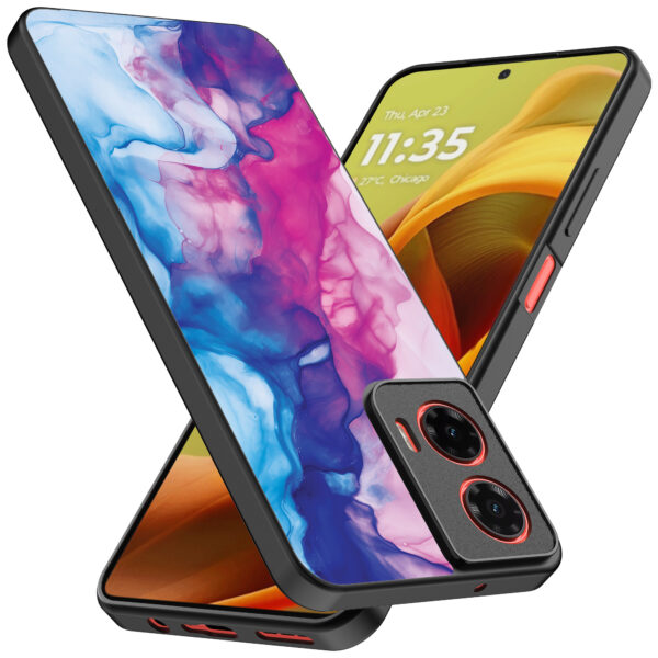 Motorola Moto G85-Edge 50 Fusion telefoonhoesje met roze blauw marmer opdruk (2)