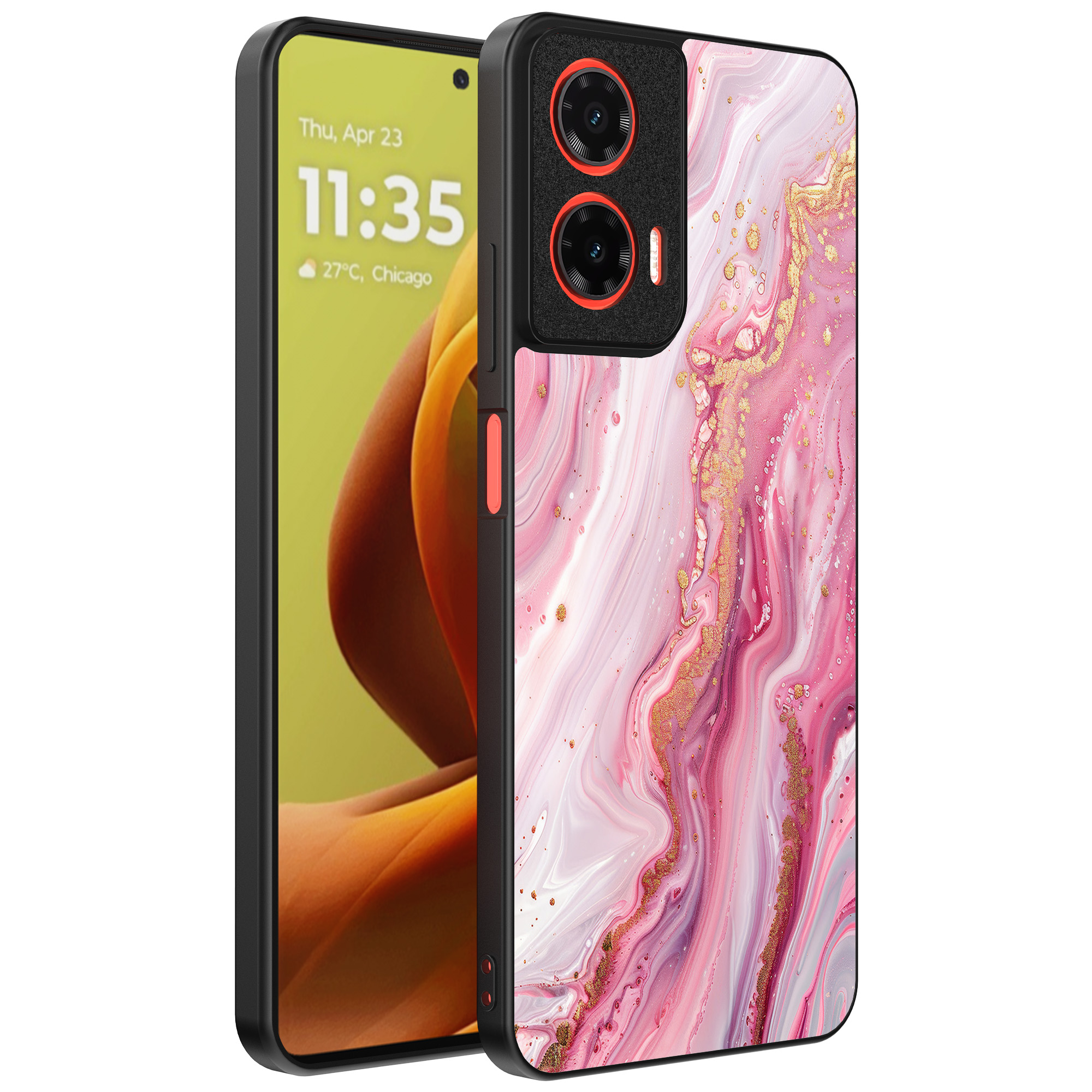 Motorola Moto G85-Edge 50 Fusion telefoonhoesje met roze marmer opdruk (1)