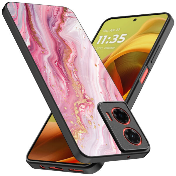 Motorola Moto G85-Edge 50 Fusion telefoonhoesje met roze marmer opdruk (2)