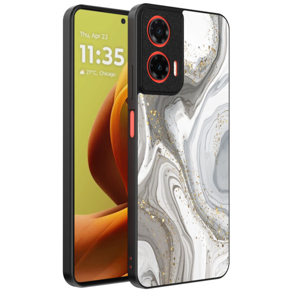 Motorola Moto G85-Edge 50 Fusion telefoonhoesje met zilver marmer opdruk (1)