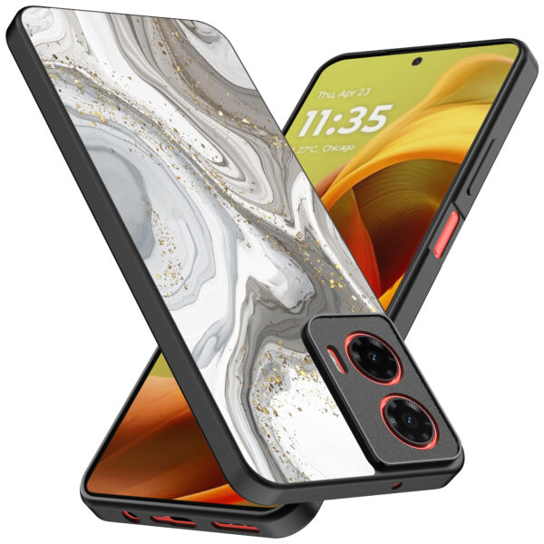 Motorola Moto G85-Edge 50 Fusion telefoonhoesje met zilver marmer opdruk (2)