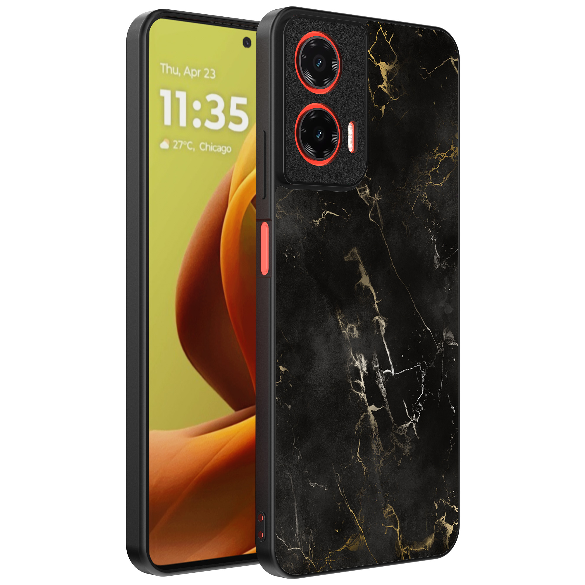 Motorola Moto G85-Edge 50 Fusion telefoonhoesje met zwart marmer opdruk (1)
