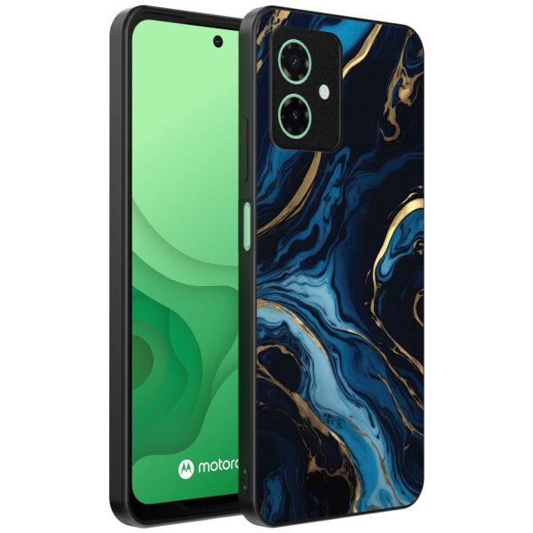 blauw goud marmer opdruk_Motorola Moto G54 telefoonhoesje met