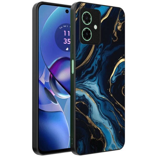 blauw goud marmer opdruk_Motorola Moto G55 telefoonhoesje (1)