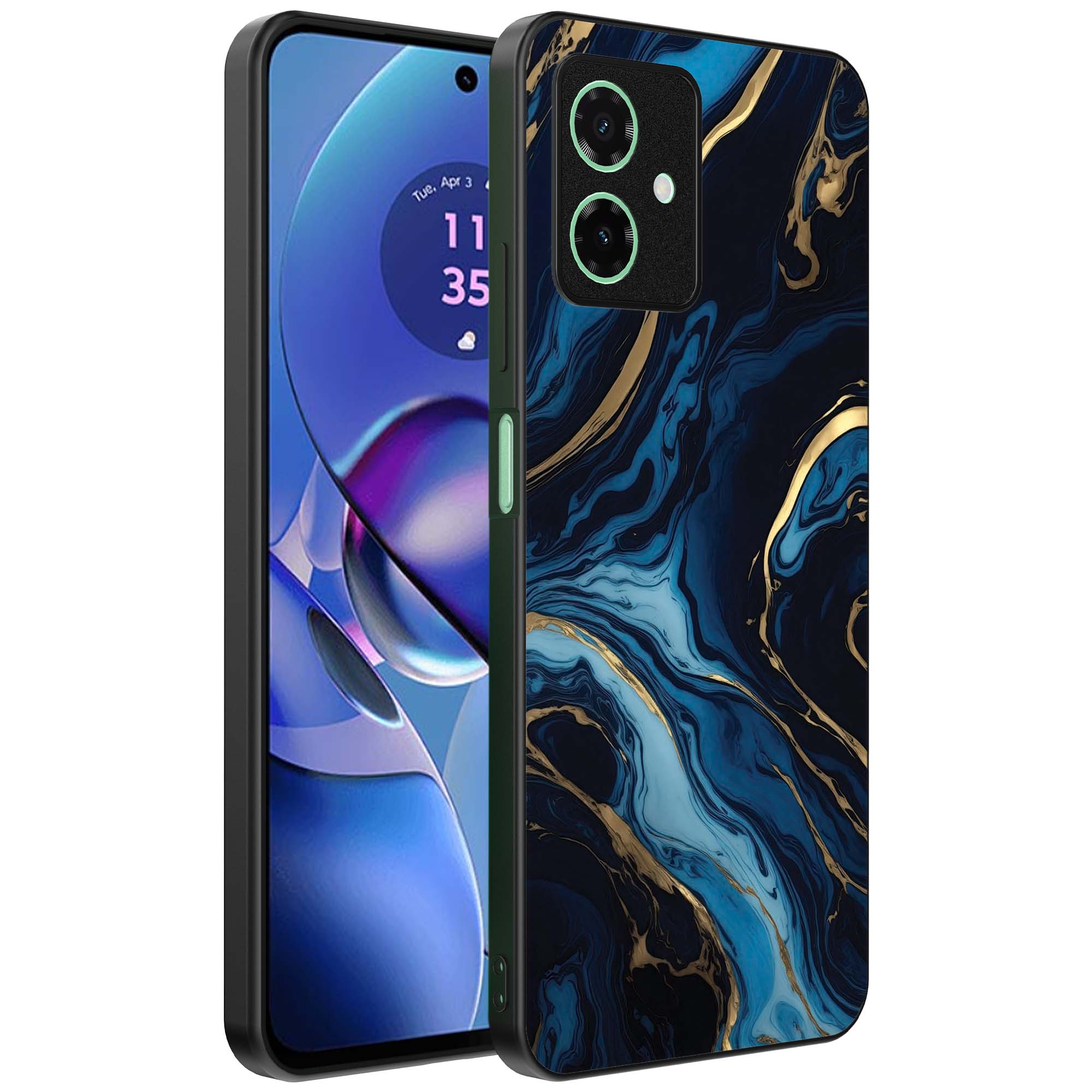 blauw goud marmer opdruk_Motorola Moto G55 telefoonhoesje (1)