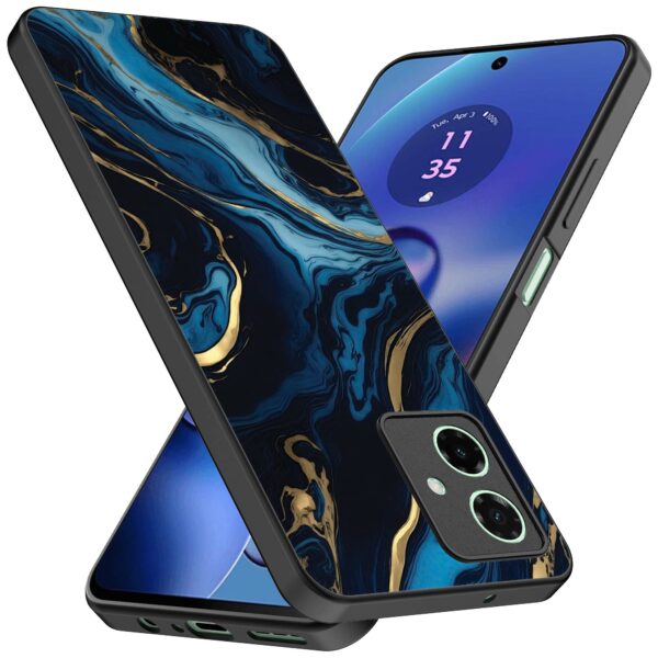 blauw goud marmer opdruk_Motorola Moto G55 telefoonhoesje (2)