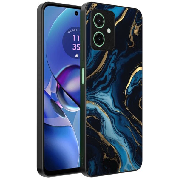 blauw goud marmer opdruk_Motorola Moto G64 telefoonhoesje (1)