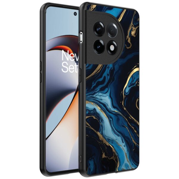 blauw goud marmer opdruk_OnePlus 11R Telefoonhoesje (1)